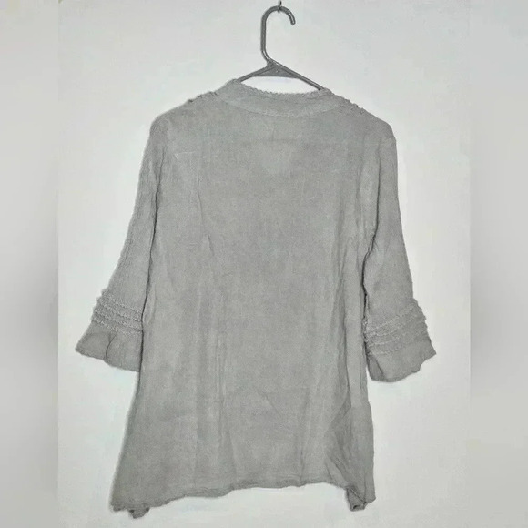 JP & Maddie Boho Flutter 3/4 Sleeve Cotton Ruffle Gray V-Neck Womens Small Tunic - Picture 5 of 6